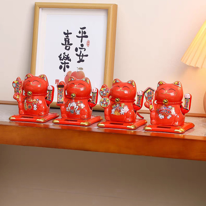 

NEW Kucing Keramik Maneki Neko Tangan Goyang Kado Souvenir Imlek Murah - KK962 RED RANDM