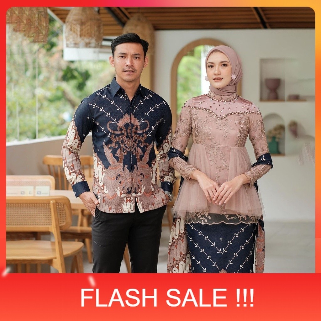 PROMO NAYAKA BATIK - Batik Couple Mikaila Set Tunik Kebaya Kondangan Tunangan Baju Couple Pasangan T