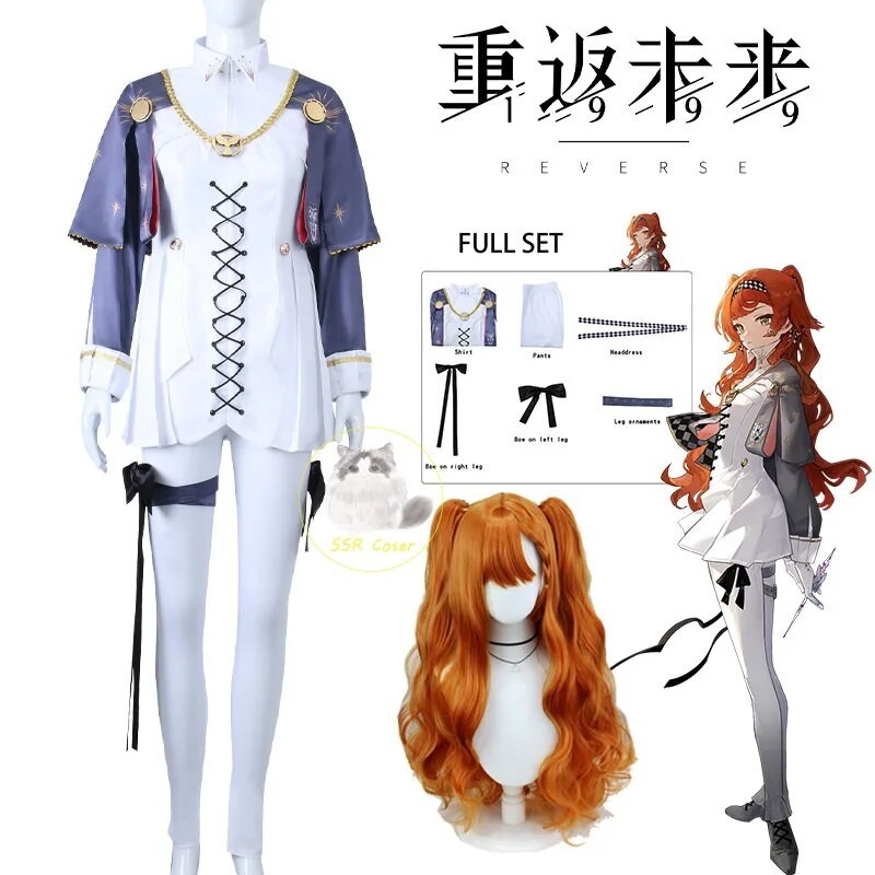 PREORDER Game Reverse 1999 Sonetto Cosplay Costume Sonetto Wig Dress Shirt Game Role Play Uniform Ac