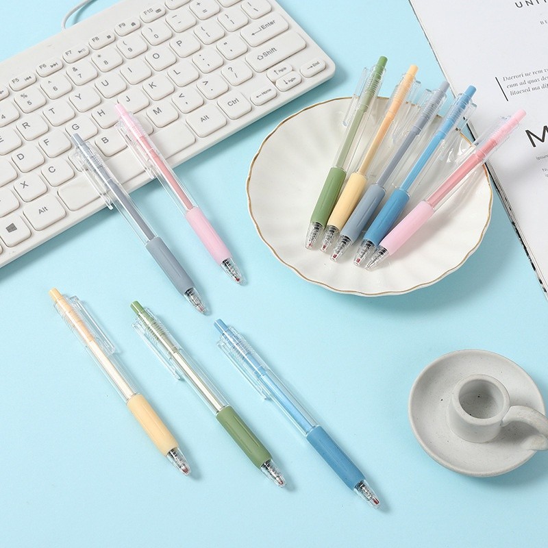 

Pen Warna Warni Pulpen Cetekan Transparant Polos Pena Gel 0.5mm Tinta Hitam Alat Tulis Sekolah Kantor Bolpoint Polos Murah Import