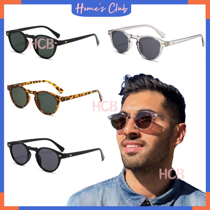 HCB Kacamata Hitam Retro Gaya Unisex Bulat Kecil / Kaca Mata Vintage  Korea / Kacamata Hitam Retro G