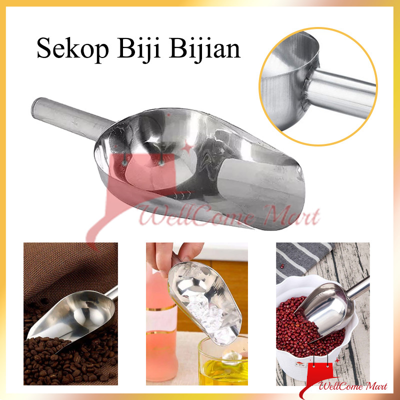 Sekop Biji Bijian / Sendok Es Batu Stainless / Sendok Es Batu Stainless Steel