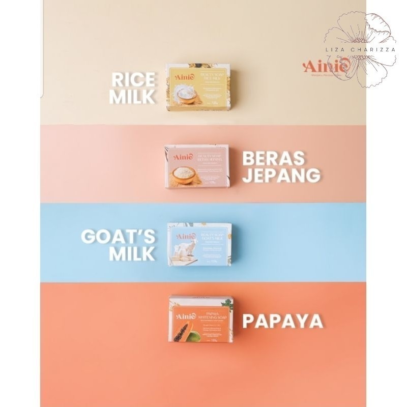 Ainie Beauty Soap Goat's Milk, Beras Jepang, Rice Milk, Papaya 70 gr, Sabun Pemutih / Whitening Soap