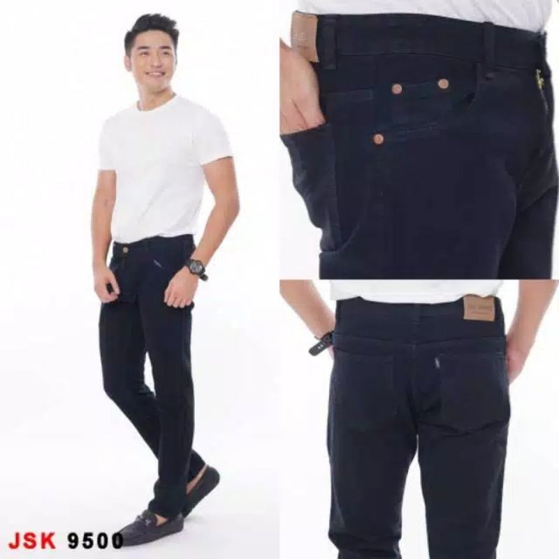 SIZE 28-38 [6 WARNA] Celana Slim Fit Polos Jeans Pria Non Stretch Tidak Melar BIG SIZE JUMBO JSK JEA