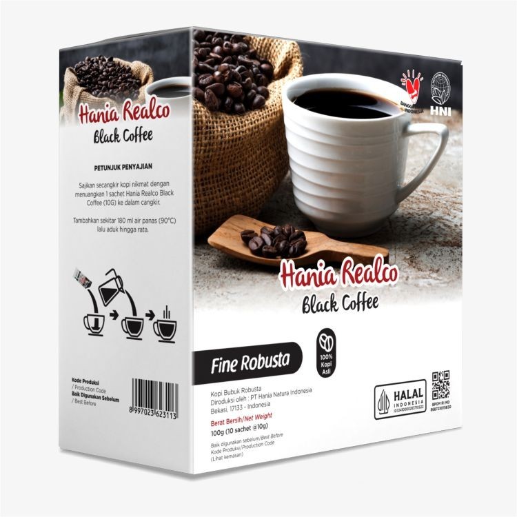 

HANIA REALCO BLACK COFFEE 10 SACH | KOPI HITAM FINE ROBUSTA HNI | KOPI AMAN UNTUK LAMBUNG | Halalmart Semarang