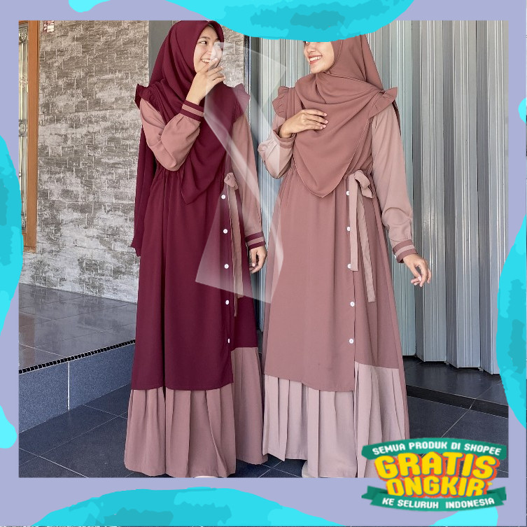 GAMIS AYANA KOMBINASI FORTALEZA | JILBABSHAFI/pink fanta