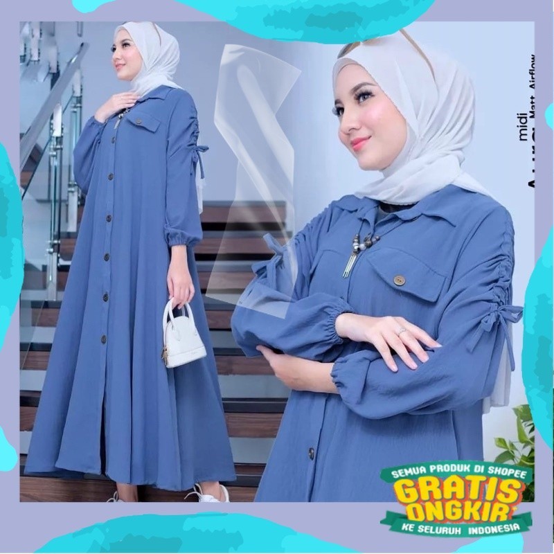 • Aura Naura Midi Dress Crinkle Airflow/pink fanta