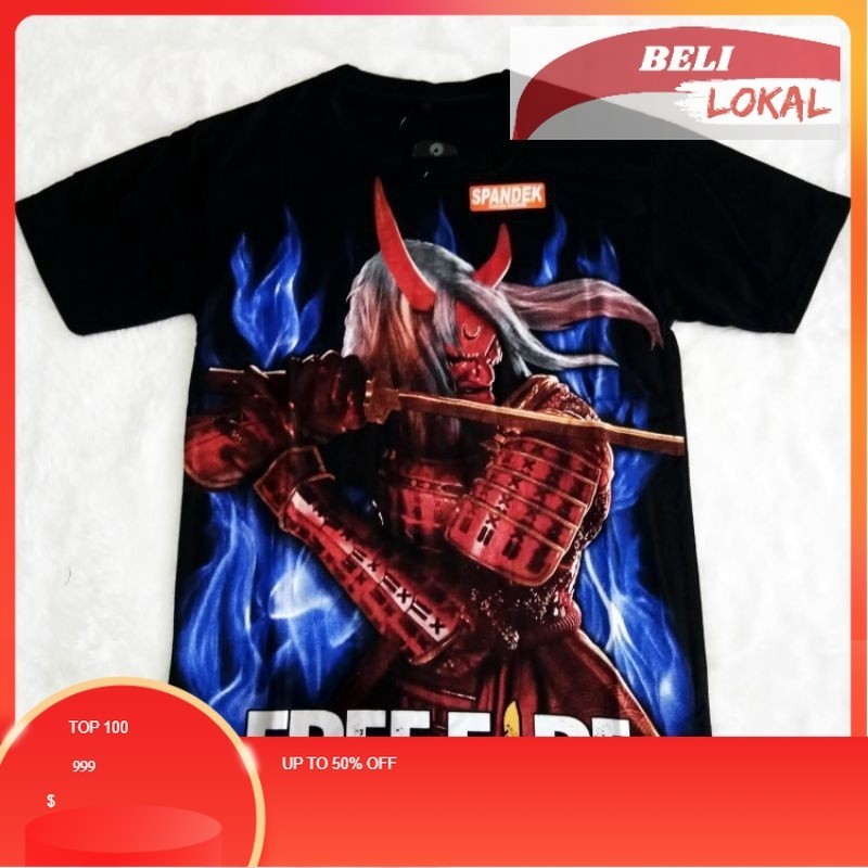 PROMO/ KAOS ANAK/ KAOS KARAKTER/ Baju Free Fire Games Budi Samurai Baju FF Anak Laki Laki (BISA COD)