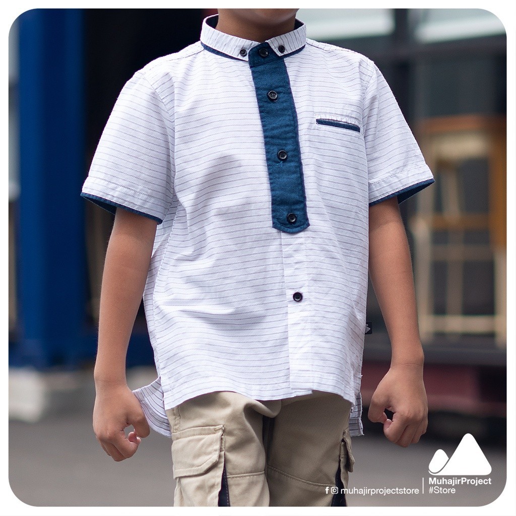 Kids Striped Shirt Short Sleeve White