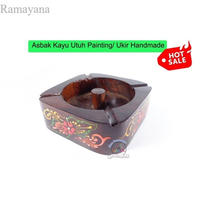 

Asbak Kayu Utuh Painting / Ukir Cukil Handmade Model Kotak Murah