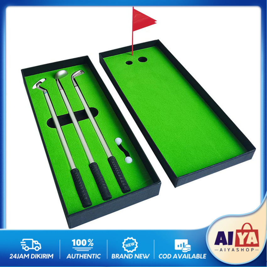

Golf Pena Set Klub Golf Pen Unik Logam Pulpen Mini Desktop Tempat Latihan Golf