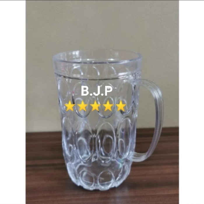 Gelas Bir Plastik Gagang / Gelas Mika Tebal