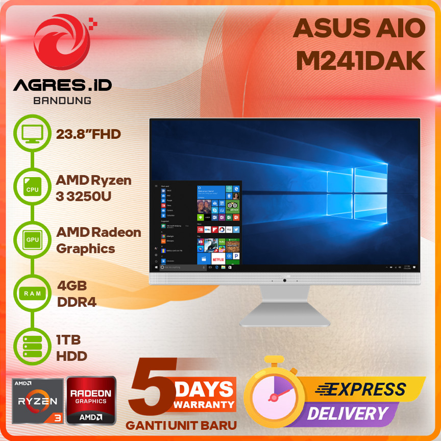 ASUS AIO M241DAK RYZEN 3 3250 4GB 1TB HDD 23.8FHD