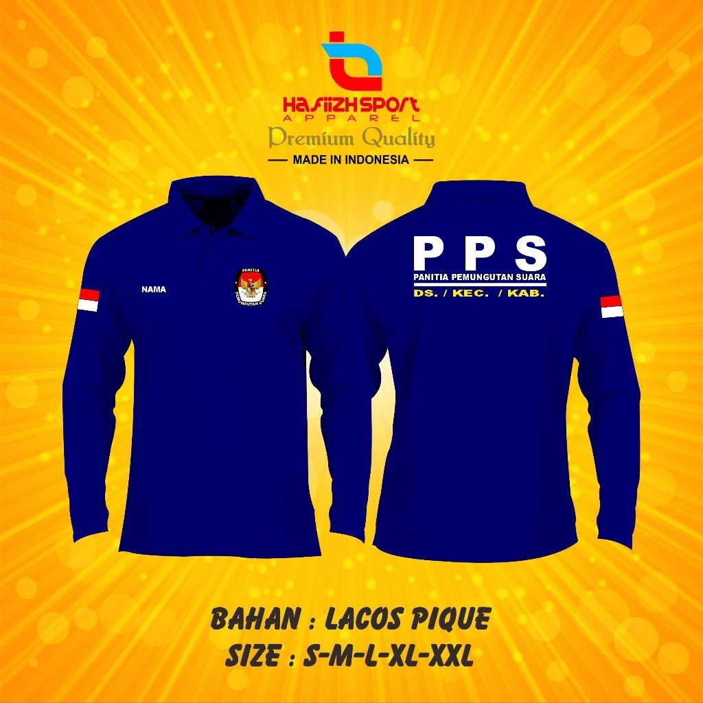 KAOS POLO PPS PANITIA PEMUNGUTAN SUARA BISA CUSTOM NAMA LENGAN PANJANG / POLO KERAH PPS / KAOS PPS /