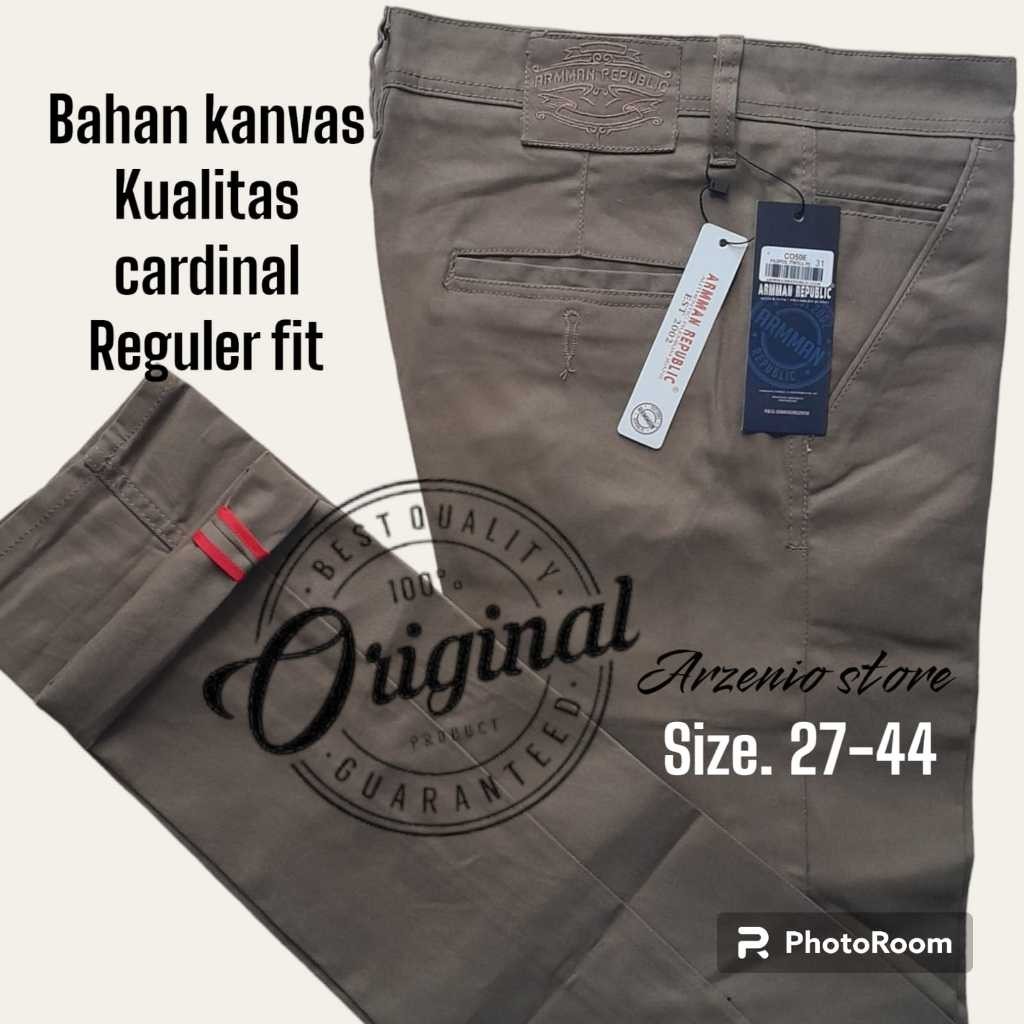 QK78NA Celana Panjang Pria Chinos Premium Original 100% bahan kanvas cardinal arman republic Jumbo 27 Sampai Big size 44