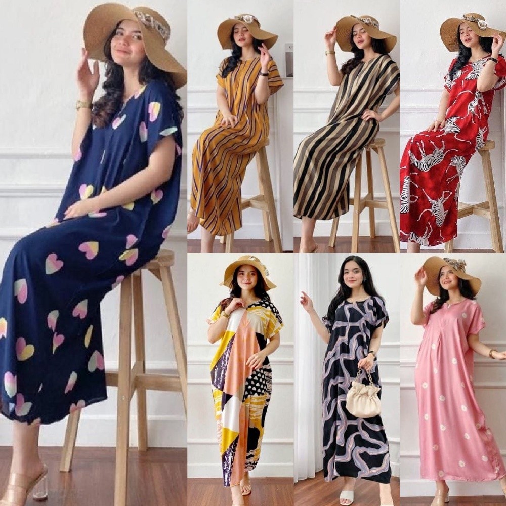 Baju Hamil Long Dress Daster Rayon Motif
