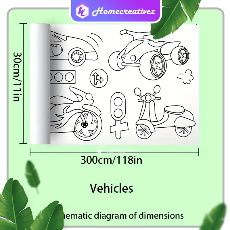 

Homecreativez - HAMBO Kertas Mewarnai Tempel Dinding Drawing Paper Roll 300cm - HB30
