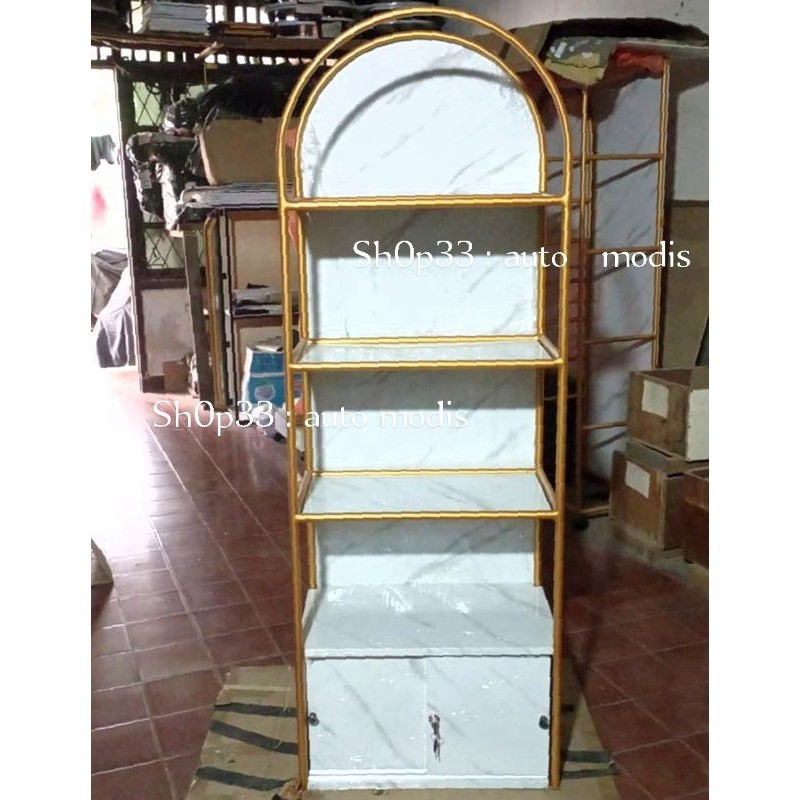 RAK BUKU LACI KOSMETIK DISPLAY PRODUK PAJANGAN ETALASE LEMARI EMAS MARMER LEGO DISPLAY DIECAST FIGUR