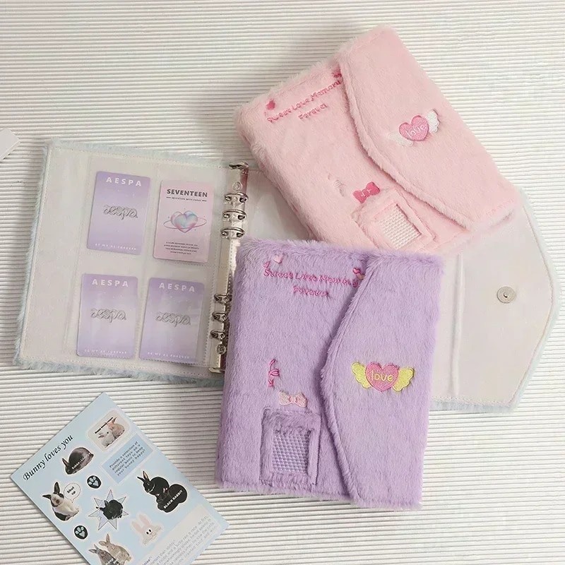 

Plush Photo Card Binder Idol Cards Collect Book Binding Machine Photocard Holder A5 Photo Album Photo Card Supply 바인더 덕질용품 Kpop