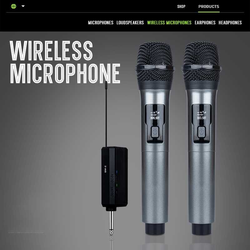 RIWORAL Microphone Karoke Wireless Rechargeable 2 Channel UHF 2 PCS - SM2 - Tinari