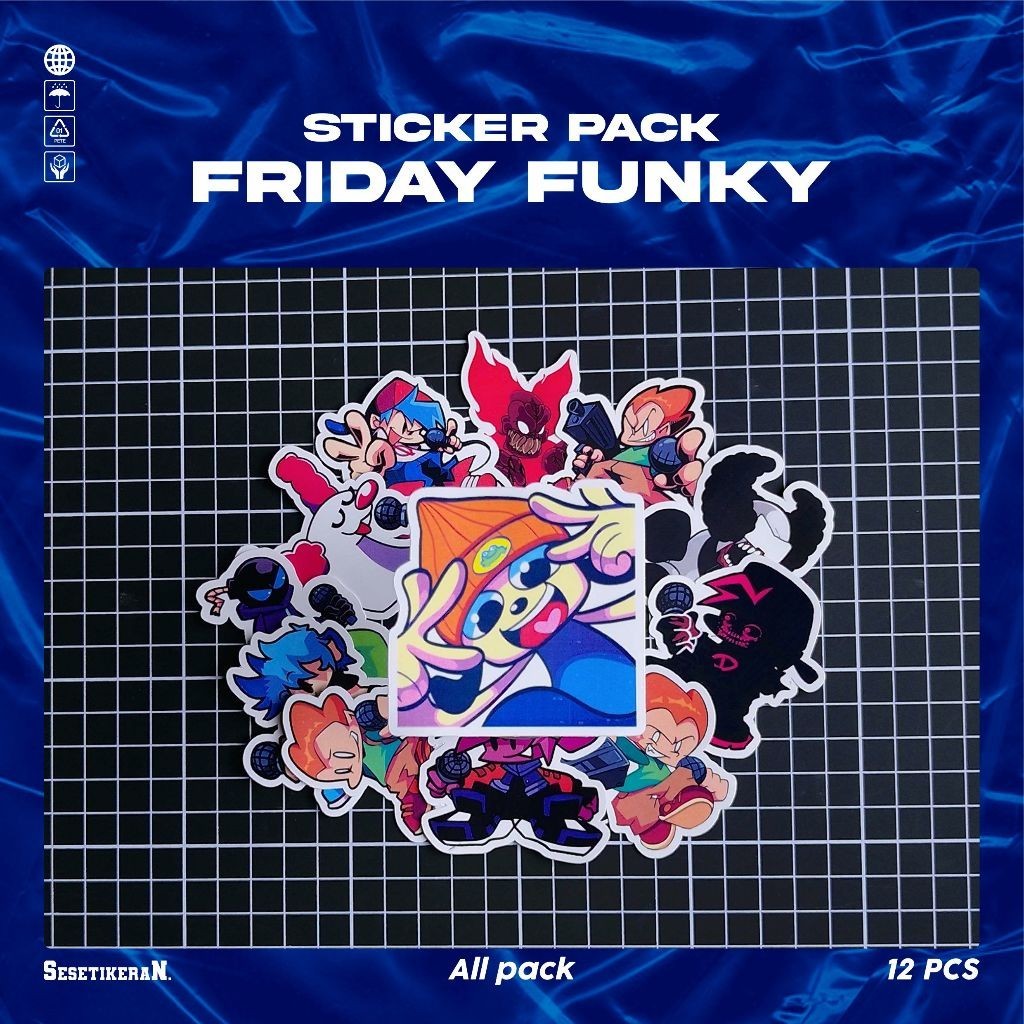 

COD✨ Sesetikeran Stiker Pack Friday Night Funkin' Colorfull Keren Untuk Koper Laptop Skateboard