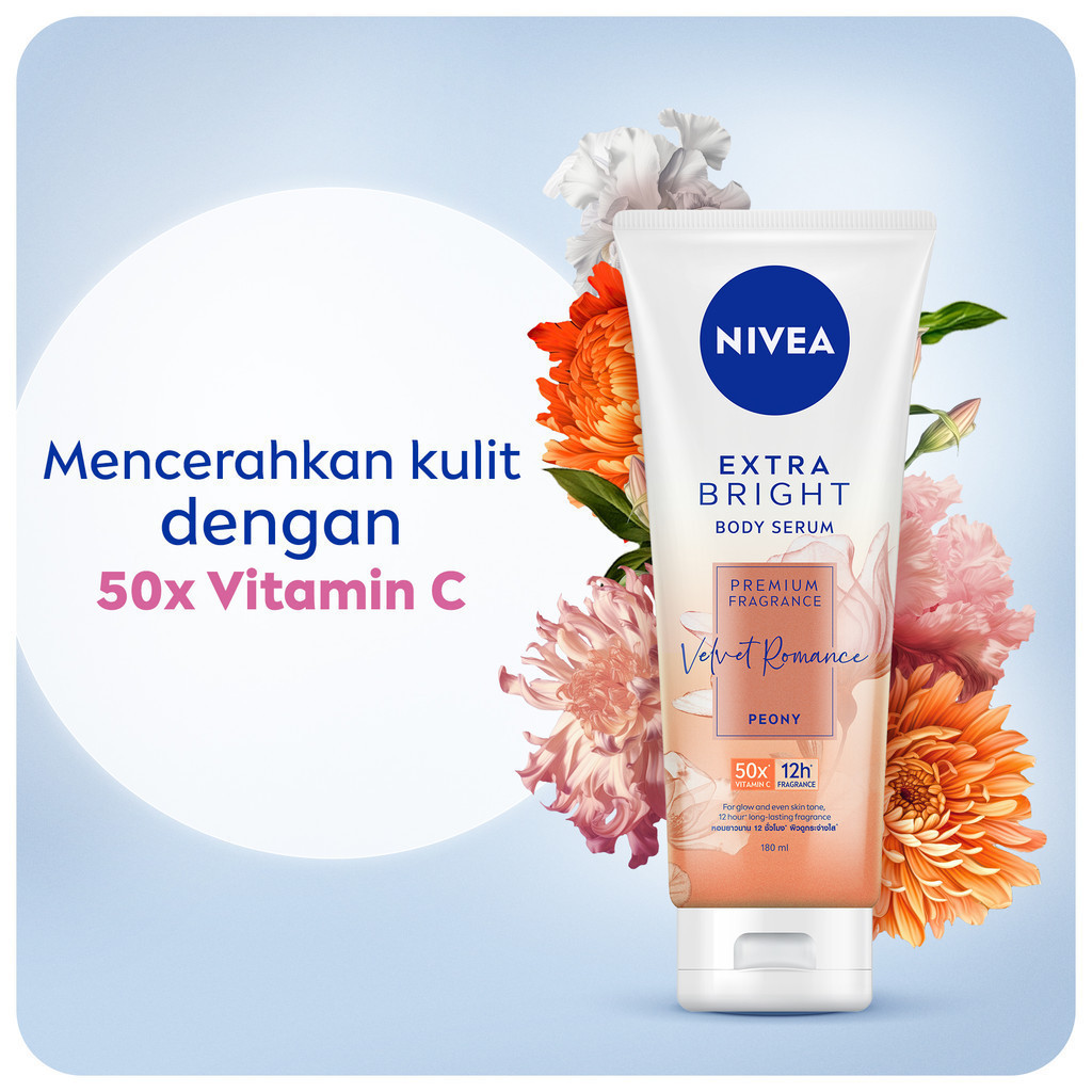 NIVEA Body Serum Extra Bright Premium Fragrance Velvet Romance 180ml x2