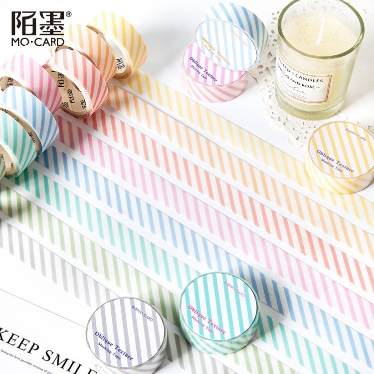 

[Gongjin] 1pcs Washi Tape Stripe Bergaris Lucu Pastel Estetik Aesthetic Scrapbook Bujo Journaling