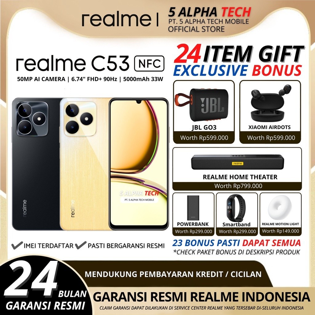 REALME C53 NFC 8/256GB 6/128GB ( +8GB EXTENDED RAM ) GARANSI RESMI REALME semua pasti dapat emas