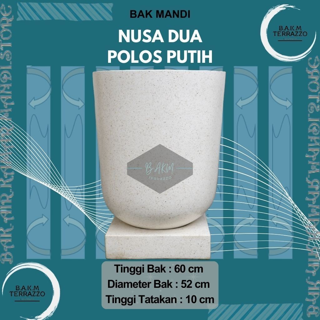 BAK MANDI TERASO TIPE NUSA DUA POLOS PUTIH | BAK MANDI TERASO | BAK MANDI MINIMALIS COD JUAL BAK AIR