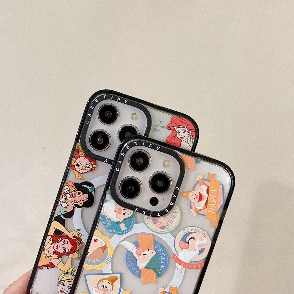 ゆ Casetify Magnetic Disney Surround Princess Dwarf Sticker Phone Case, Suitable for iPhone 15 14 13 