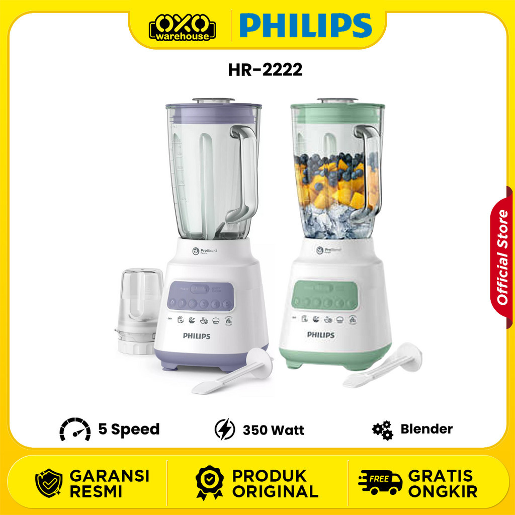 PHILIPS HR2222 Blender [ Kaca ] 2 Ltr series 5000 HR2222