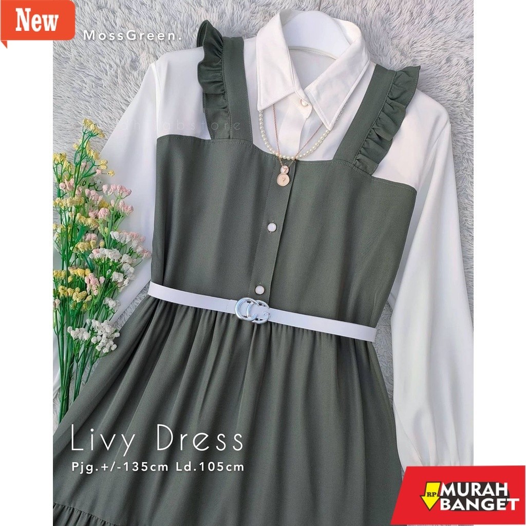 GAMIS WANITA UNTUK LEBARAN- Baju Gamis Wanita Terbaru Livy Dress Gamis Remaja Kekinian Korean Style 