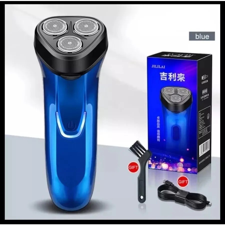 Alat Cukur Kumis Jenggot 3in1 Elektrik 3 Kepala Putar Rechargeable JLL Cukuran Pencukur Portable