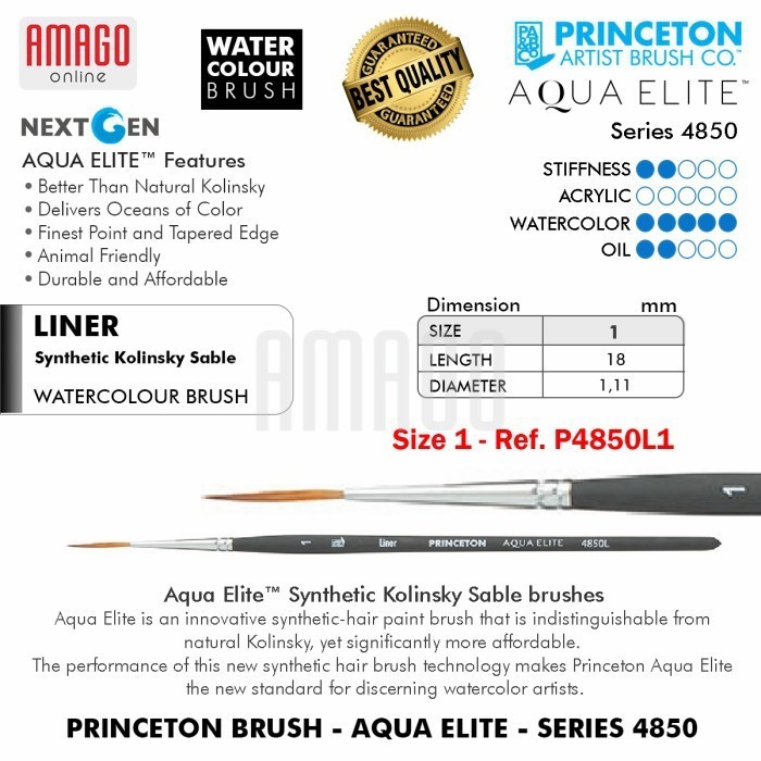 

Kuas PRINCETON Aqua Elite Brush - Liner - Size 1 - P4850l1