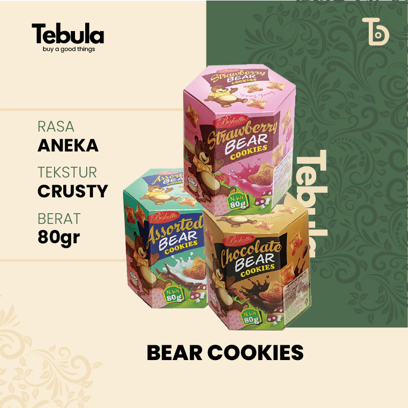 

[ TEBULA ] BISKITOP - Bear Cookies 80Gr Biskuit bentuk boneka renyah dan enak Grosir dan Ecerean