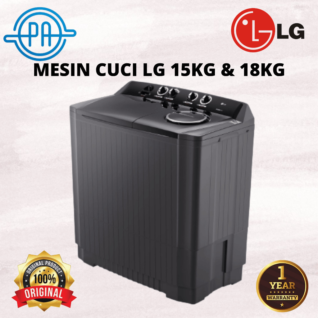 MESIN CUCI 2 TABUNG LG P1500RTM 15KG / P1800RTM 18KG P 1500 / 1800 RTM GARANSI RESMI