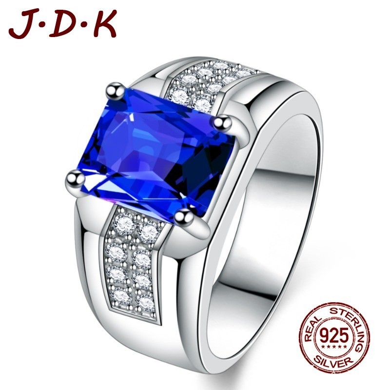 Cincin Safir Perak Murni 925 Pria Cincin Modis