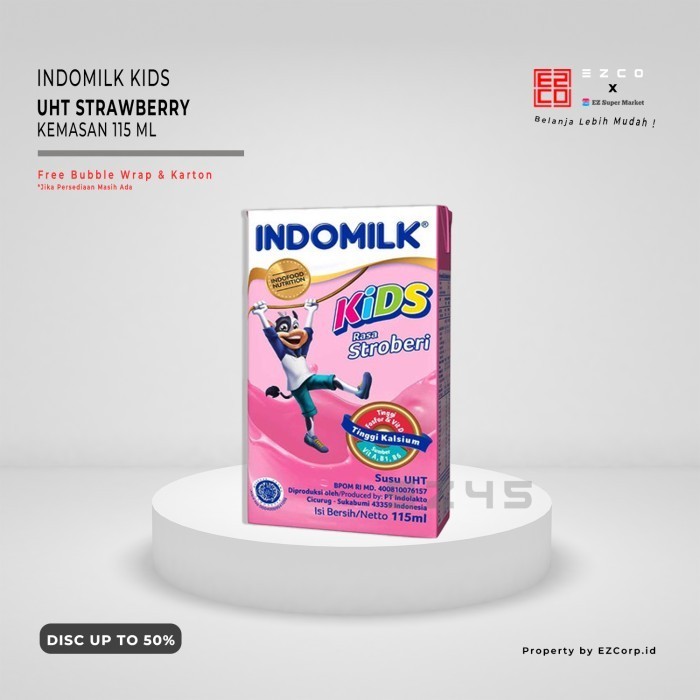 

INDOMILK KIDS SUSU UHT RASA STRAWBERRY KEMASAN 115 ML