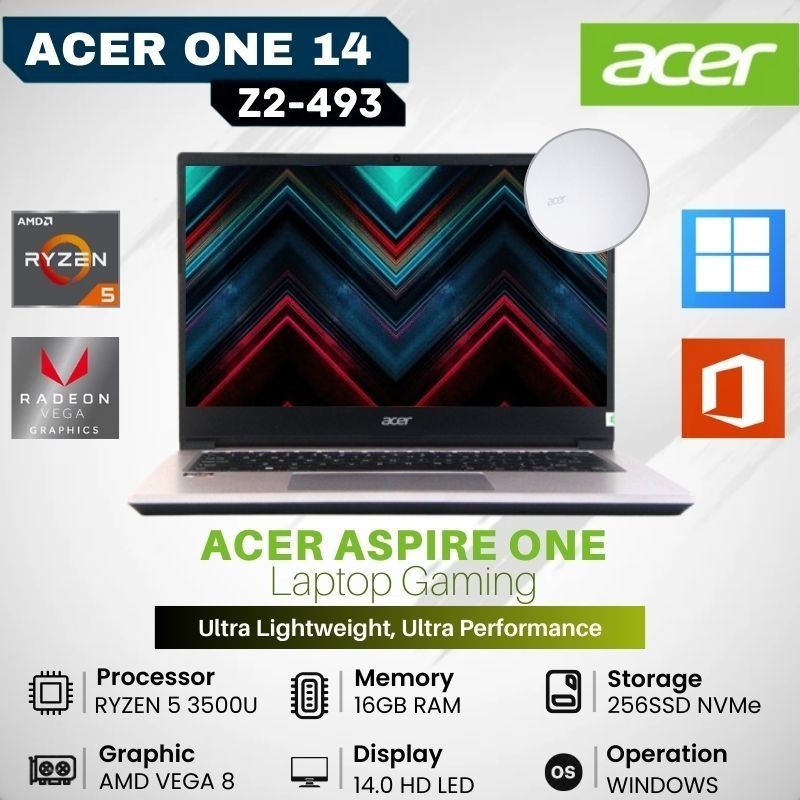 Laptop Murah Acer Aspire One 14 Z2 Amd Ryzen 5 3500U 16gb Ram 256gb SSD AMD Vega 8 14.0 W11
