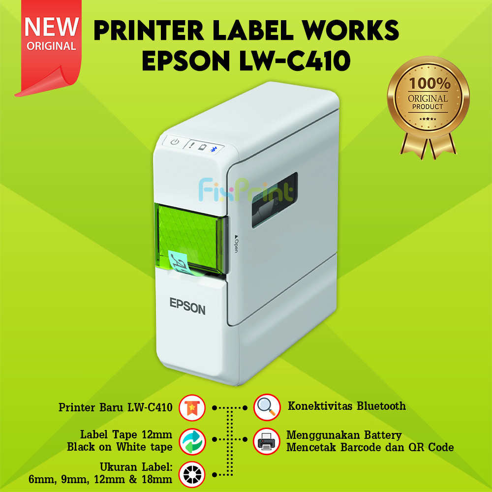 

PRINTER LABEL EPSON LW-C410 EPSON LWC410 LW C 410 New Labal Ukuran 12mm