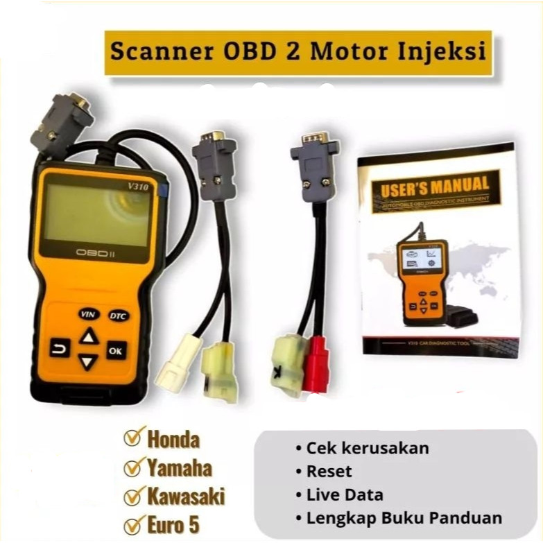 SCANNER SCANER OBD 2 Tester Multifungsi Motor Injeksi Scaner OBD2 untuk motor injeksi Honda Yamaha K