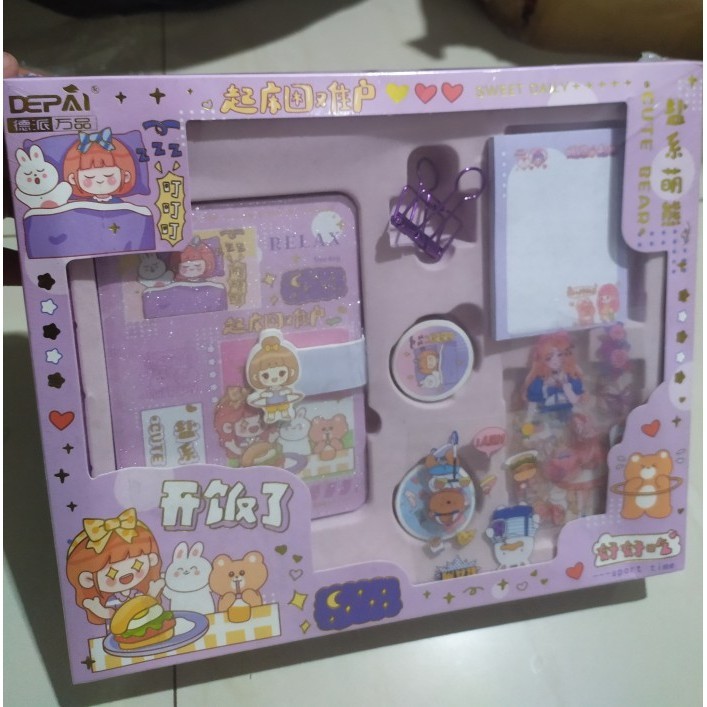 

Stiker+Buku Set Rose Set Lengkap Buku Diary Jurnal - biru panda