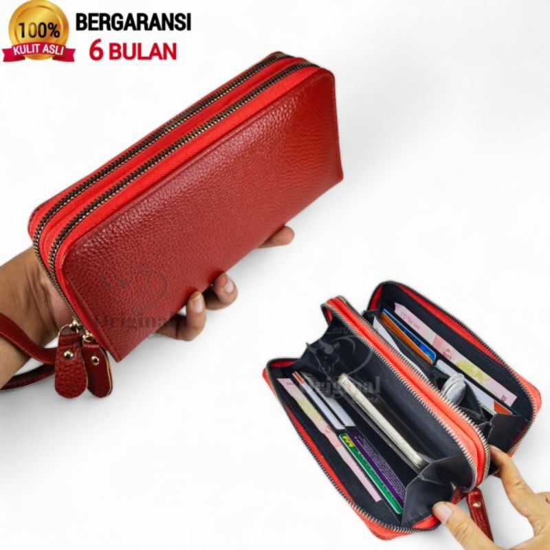 Dompet Kulit Wanita 100% Original Kulit Asli / Dompet Panjang Wanita Kulit Sapi Asli