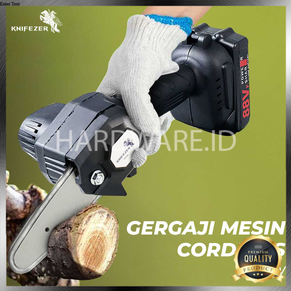 (HI) Gergaji Mesin Mini Pemotong Kayu Senso Cordless Chainsaw 21V 4 Inch 550W
