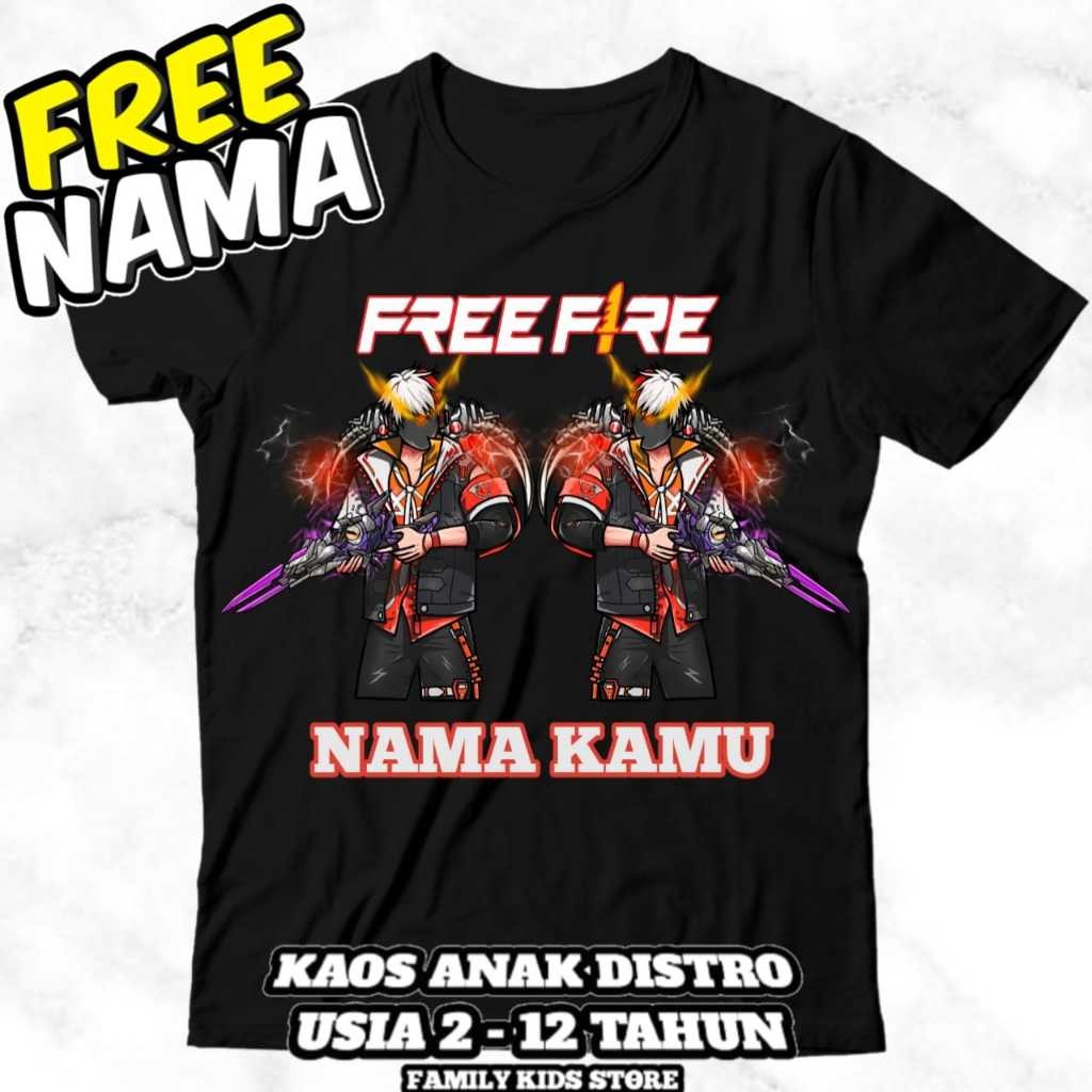 (FREE NAMA) KAOS BAJU ANAK FF FREE FIRE VERSI SG 2JT KEMBAR FF TSHIRT ANAK GAME FREE FIRE