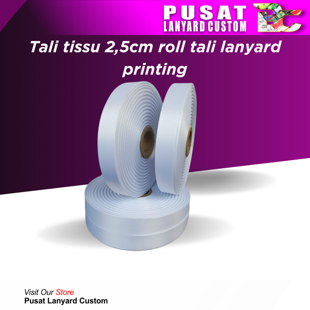 

Pusat Lanyard Custom - bahan tali tissu 2,5cm roll sublim tali lanyard idcard sublimasi bahan baku lanyard printing