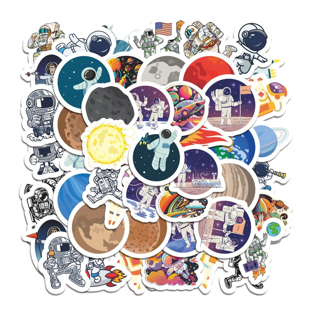 

COD 50 Pcs Stiker Astronot Luar Angkasa Lucu Anti Air Untuk Dekorasi Notebook Sepeda Skateboard Handphone