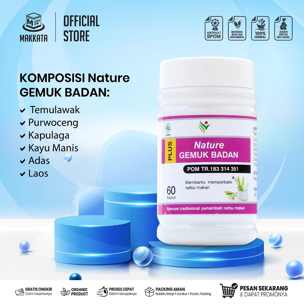 Kapsul Penggemuk Badan NATURE Herbal Aman bpom asli original