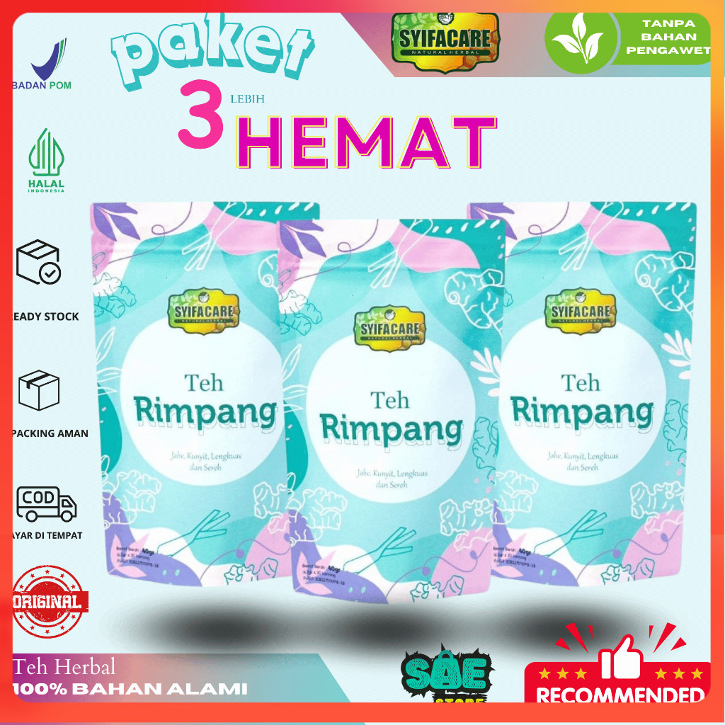 

Teh Rimpang Syifacare Teh Celup Herbal 100% Alami Tanpa Pengawet Paket 3 Lebih Hemat