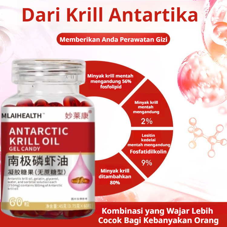 

【COD/Kirim Dalam 24 Jam】60 Softgels Upgraded Minyak Krill Antartika/Nanji Phosphorus Astaxanthin Oil Capsules Healthy Blood Vessels Astaxanthin Capsules/Meningkatkan sirkulasi darah Jantung Sendi
